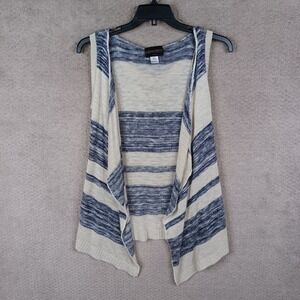 Absolutely Creative Worldwide Sweater Womens M Blue‎ Beige Open Cardigan Hooded